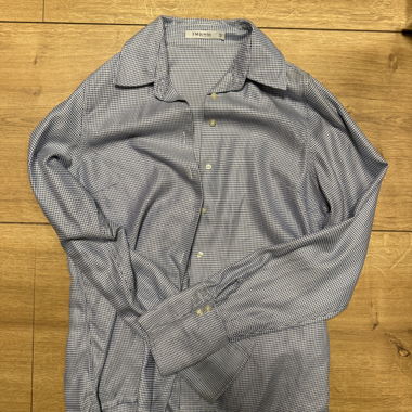 T.M.Lewin blue patterned long sleeve shirt