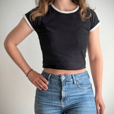 Crop Top Schwarz Weiss