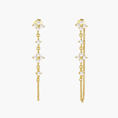 Gold floral dangle earrings