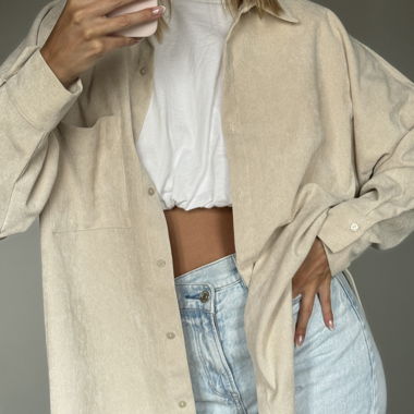 Chemise oversize beige