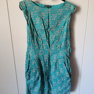 Vintage Floral teal sleeveless dress