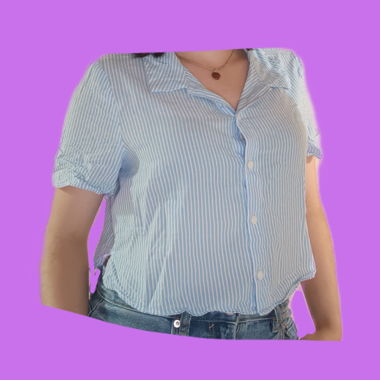Light blue/ white striped summer blouse