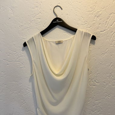 Drape Neck Cream Blouse 