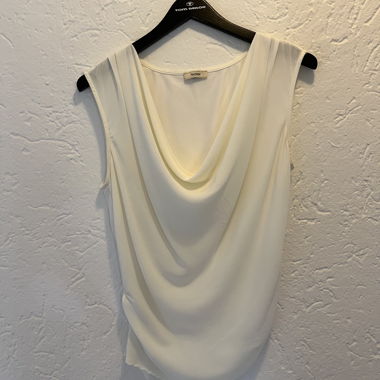 Drape Neck Cream Blouse 