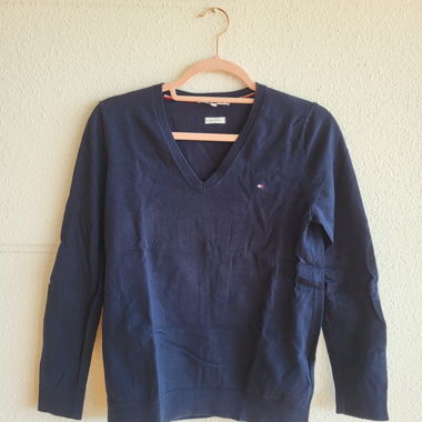 Pull col en V marine TOMMY HILFIGER