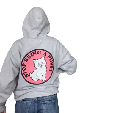 grey cat graphic hoodie
