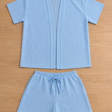 Ensemble short bleu clair