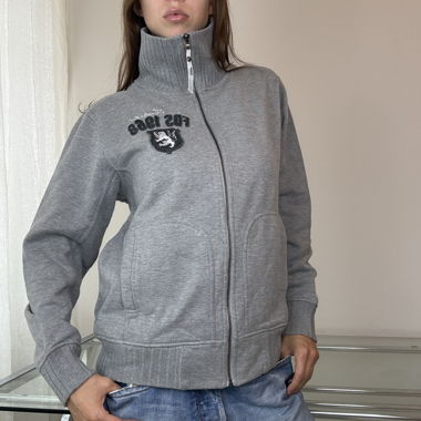 Felpa con zip grigia