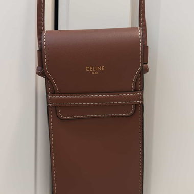 Celine borsetta porta cellulare in pelle marrone