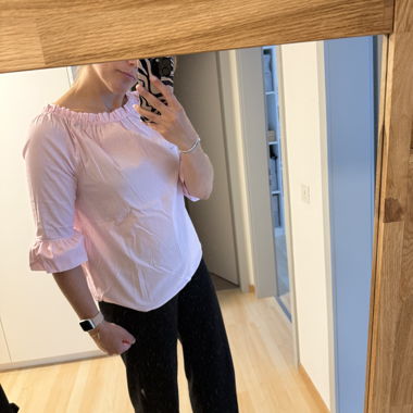 Pink striped Carmen blouse