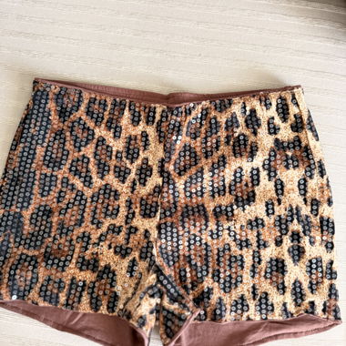 Shorts à Sequins imprimé léopard