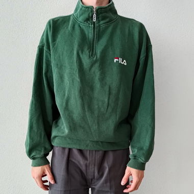 vintage fila sweatshirt, zip/green