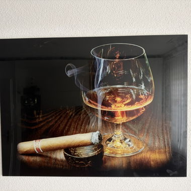 Tableau mural en verre à whisky et cigare