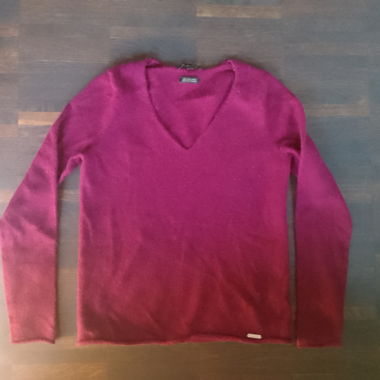 Bordeaux 100% Kaschmirpullover mit V-Ausschnitt