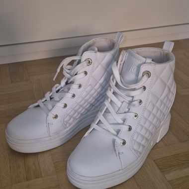 Guess White Lace-Up Sneakers, Wedge Heel