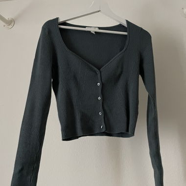 Cardigan in maglia a coste verde scuro