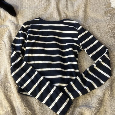 Navy and White Striped Top