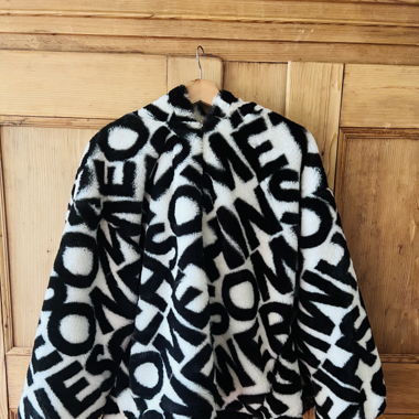 Oversized  Hoodie black&white all-over Print