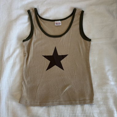 beige tank top with star print