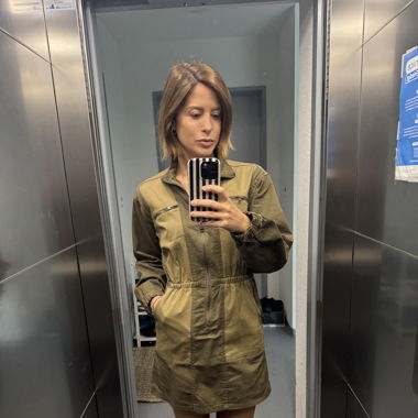 Green dress with front zipper