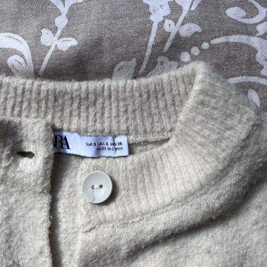 Beige Short Knit Cardigan
