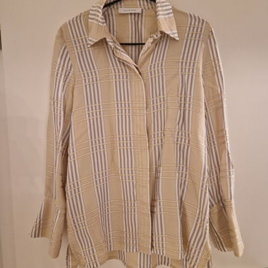 Blusa a quadri beige/oro
