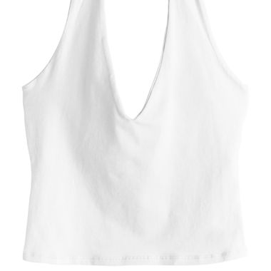 Top bianco con reggiseno a collo alto