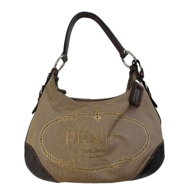 Prada Canvas Hobo Bag mit Lederdetails