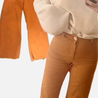 Pantalon large orange (style évasé)