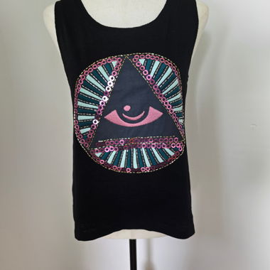 Neues, ungetragenes, Schwarzes besticktes Top XS
