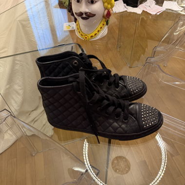 Sneakers nere in pelle 