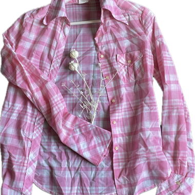 Ausgefallenes Hemd Bluse Pink kariert