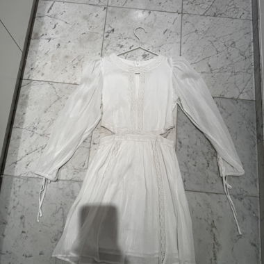MANGO White long sleeve lace mini dress
