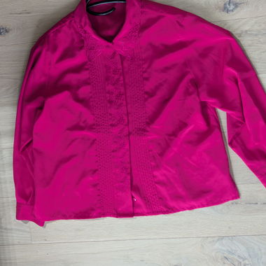 Pink Satin Blouse with Embroidery