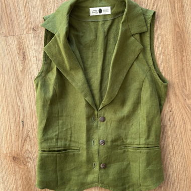 Kurzärmliger grünen Linen Blazer