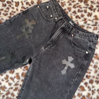 Black Cross Patch Jeans