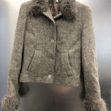 Kookai wool jacket with faux fur trim, EU 38