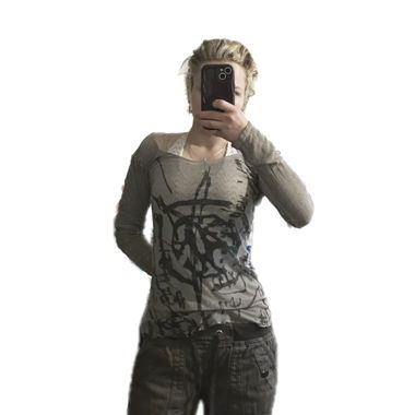 NILE Longsleeve Mesh Top mit Print (XS)