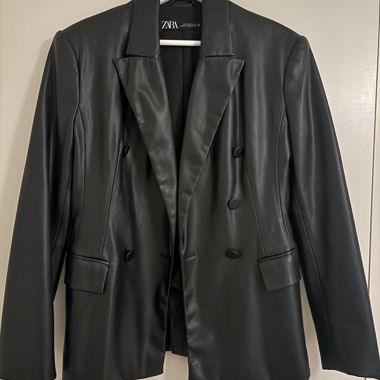 Blazer Zara effet cuir, noir, taille M
