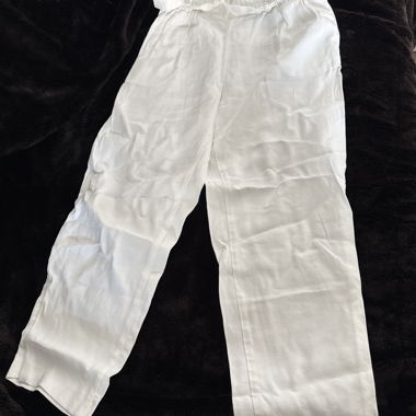 Pantaloni bianchi da donna con nastro
