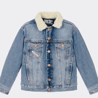 DIESEL Jeansjacke mit Teddyfell –