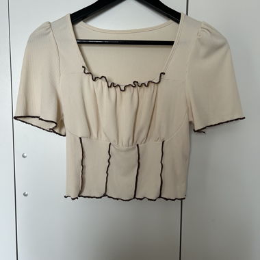 Beige Short-Sleeve Top