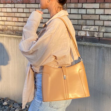 Borsa a tracolla vintage marrone chiaro