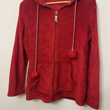 Veste à capuche zippée en polaire rouge