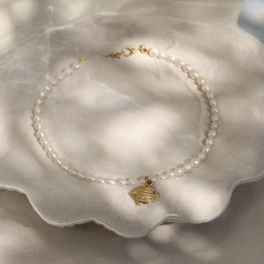 Pearl Fish Charm Fusskettchen •gold•