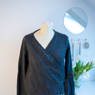 Dark grey wrap knit cardigan