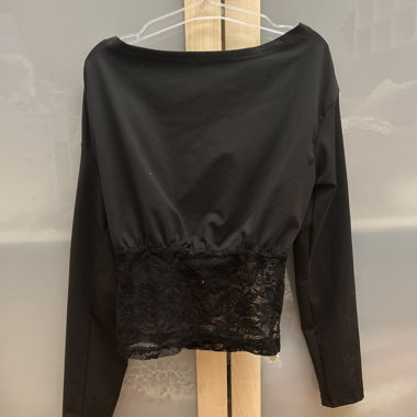 Black Long-Sleeve Top with Lace