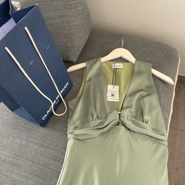 Green Satin Dress by Claudie Pierlot