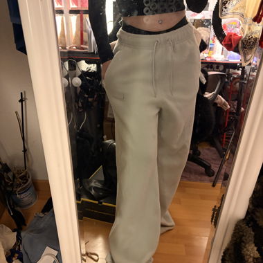 Wide Cream Fleece Sweatpants