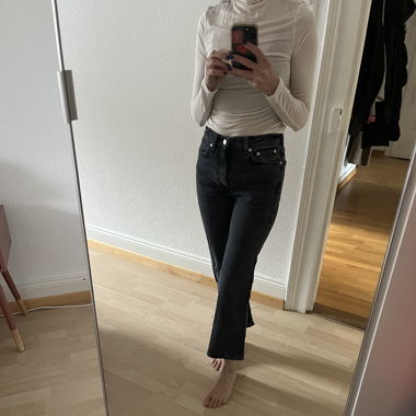 Arket cropped slim straight black jeans
